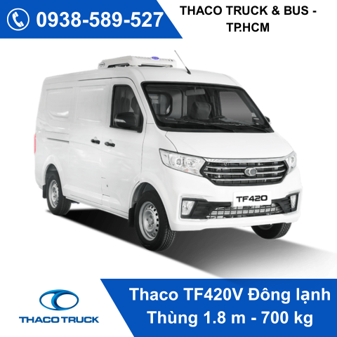 Xe tải Van đông lạnh Thaco TF420V 2S,thùng 1.8m, tải trọng 700kg