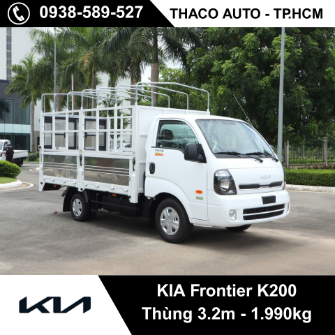 KIA K200 Thùng mui bạt 5 bửng 3.2m, tải trọng 1.990kg