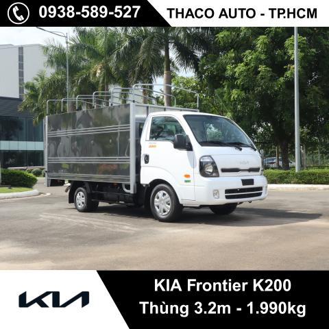 KIA K200 Thùng mui bạt không mở bửng 3.2m, tải trọng 1.990kg